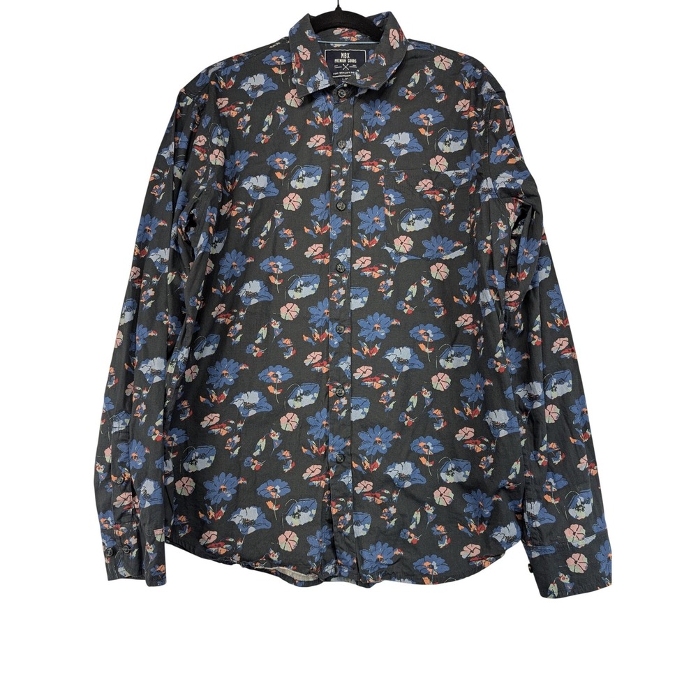 MBX Premium Goods Men's Floral Print Long‎ Sleeve Button Down Shirt L/G